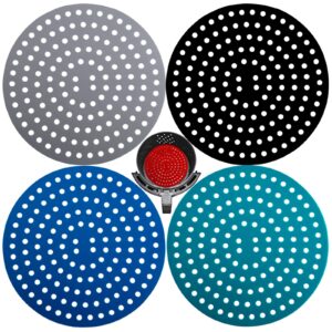 Viwehots Silicone Air Fryer Liners, Reusable Air Fryer Silicone Liners 4 Pack, Easy Clean Air Fryer Accessories, Non Stick Dia 8" Airfryer Accessory Parchment Replacement Basket Liners Mixing Color