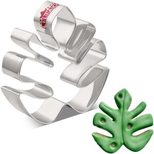 liliao tropical leaf cookie cutter - 3.4 x 3.6 inche - stainless steel