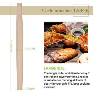 French Rolling Pin for Baking 18 Inch - Gifbera Better Wood Beech Dough Roller Baking Utensils for Pizza Bread Pastry Fondant