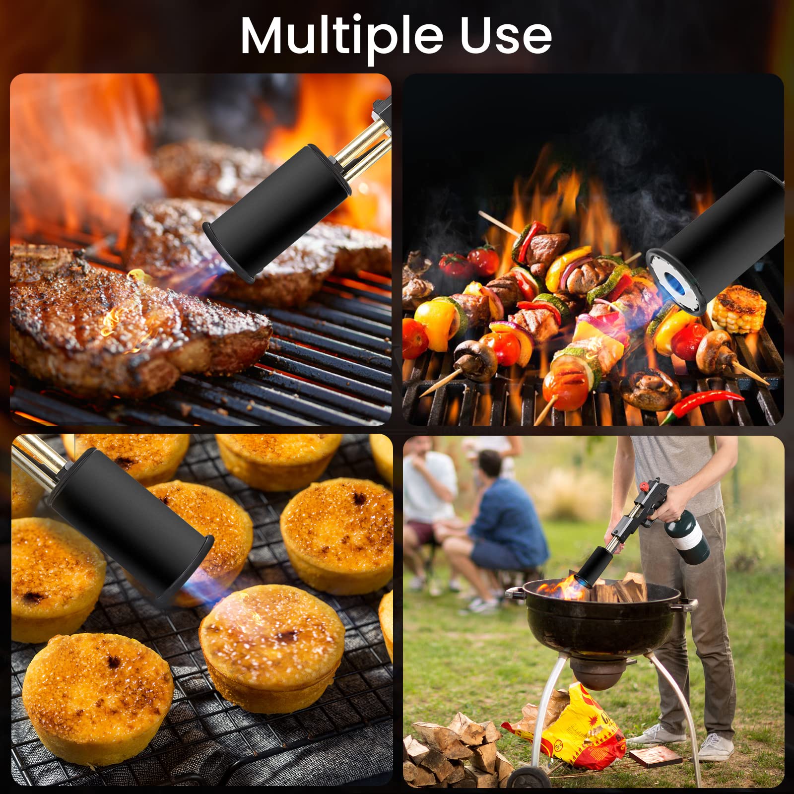 POWERFUL Cooking Propane Torch, Grill Gun Torch, Flame Thrower Fire Gun,Kitchen Culinary Torch with Safety Lock,Handheld Blow Torch,Campfire Starter,Grilling and BBQ Tool for Steak & Creme Brulee