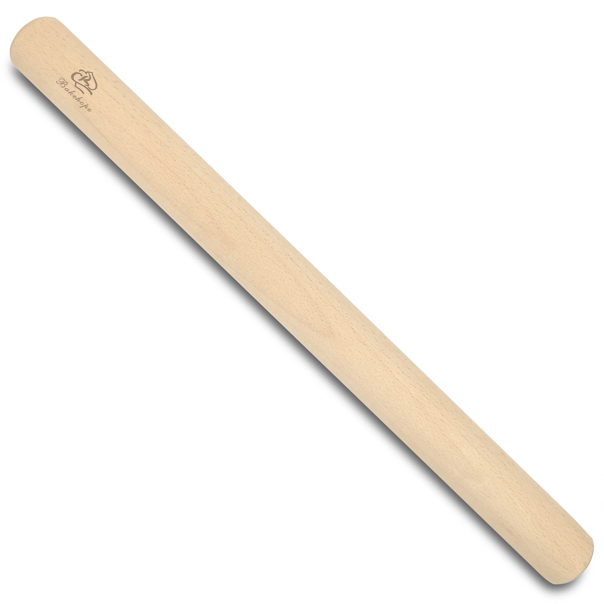 Bakehope Rolling Pin for Baking Pasta Pizza Bread, Natural Beech Wood Dough Roller(15.75 Inches, dowel)