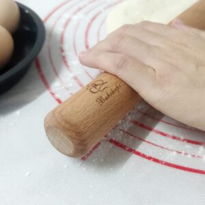 Bakehope Rolling Pin for Baking Pasta Pizza Bread, Natural Beech Wood Dough Roller(15.75 Inches, dowel)