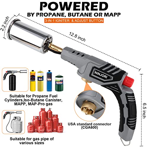 Powerful Cooking Torch,Sous Vide,Propane Kitchen Torch, Searing Steak Meater Gun Lighter,Culinary Kitchen Grilling Tool for Searing Steak & Creme Brulee