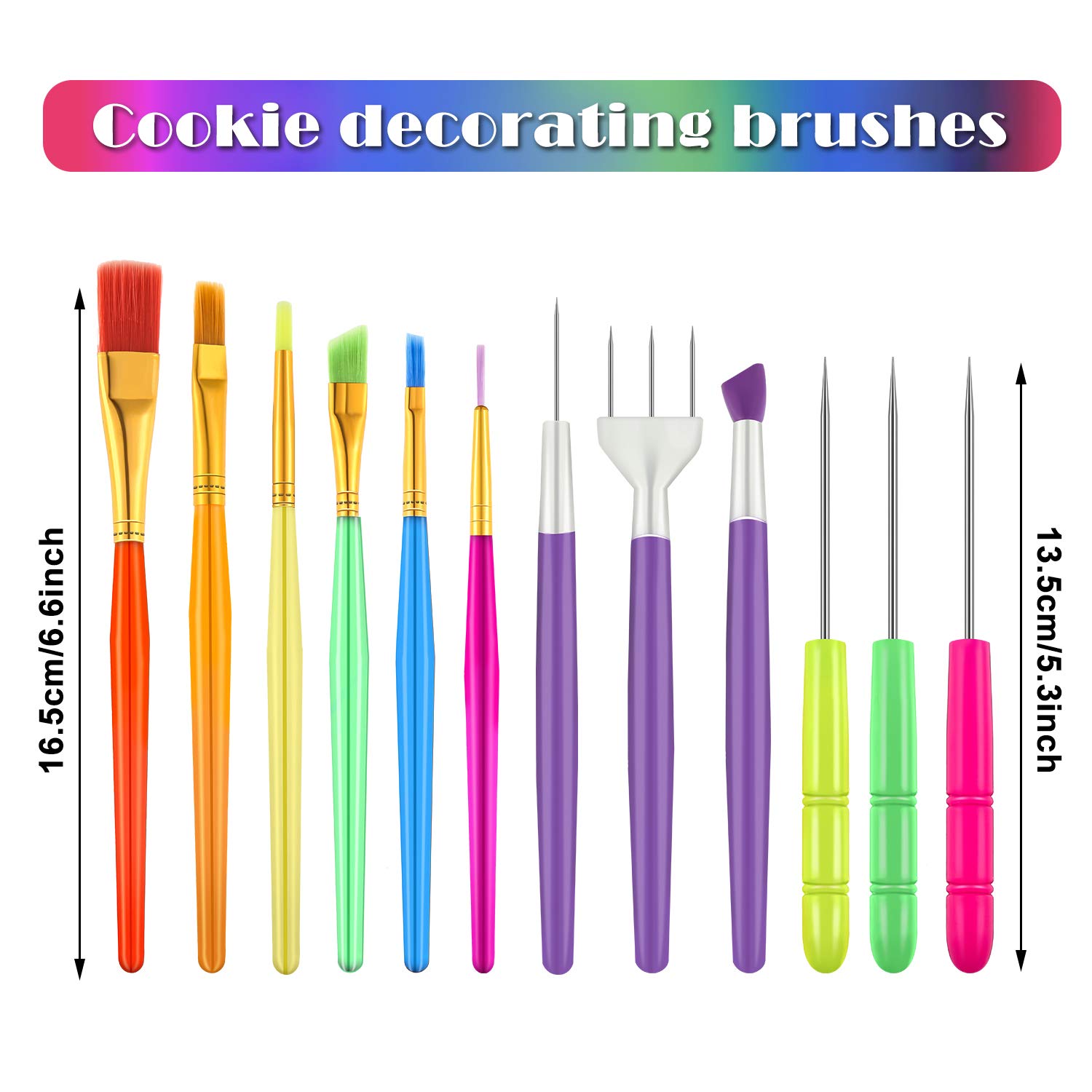 15 Pieces Cake Decorating Tool Set Cookie Decoration Brushes Cookie Scriber Needles Sugar Stir Needle for Cookie Cake Fondant Decoration Supplies