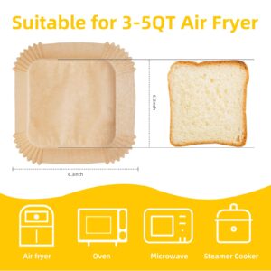 Air Fryer Disposable Paper Liner, 100Pcs-6 inch Liners for Air Fryer, Non-stick Disposable Air Fryer Liners, Water-proof, Filter Paper for Air Fryers Basket, Microwave Oven, Frying Pan (Square 50pcs)