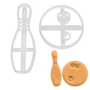 bowling pin and bowling ball cookie cutters, 2 pieces - bakerlogy