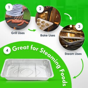 Nagid 100% Stainless Steel Rack - Fits Standard 21” x 13” Disposable Aluminum Pan – Size 18” x 10.5” x 1.5” - Great for Steaming - Cooling – Baking – Roasting - Grilling