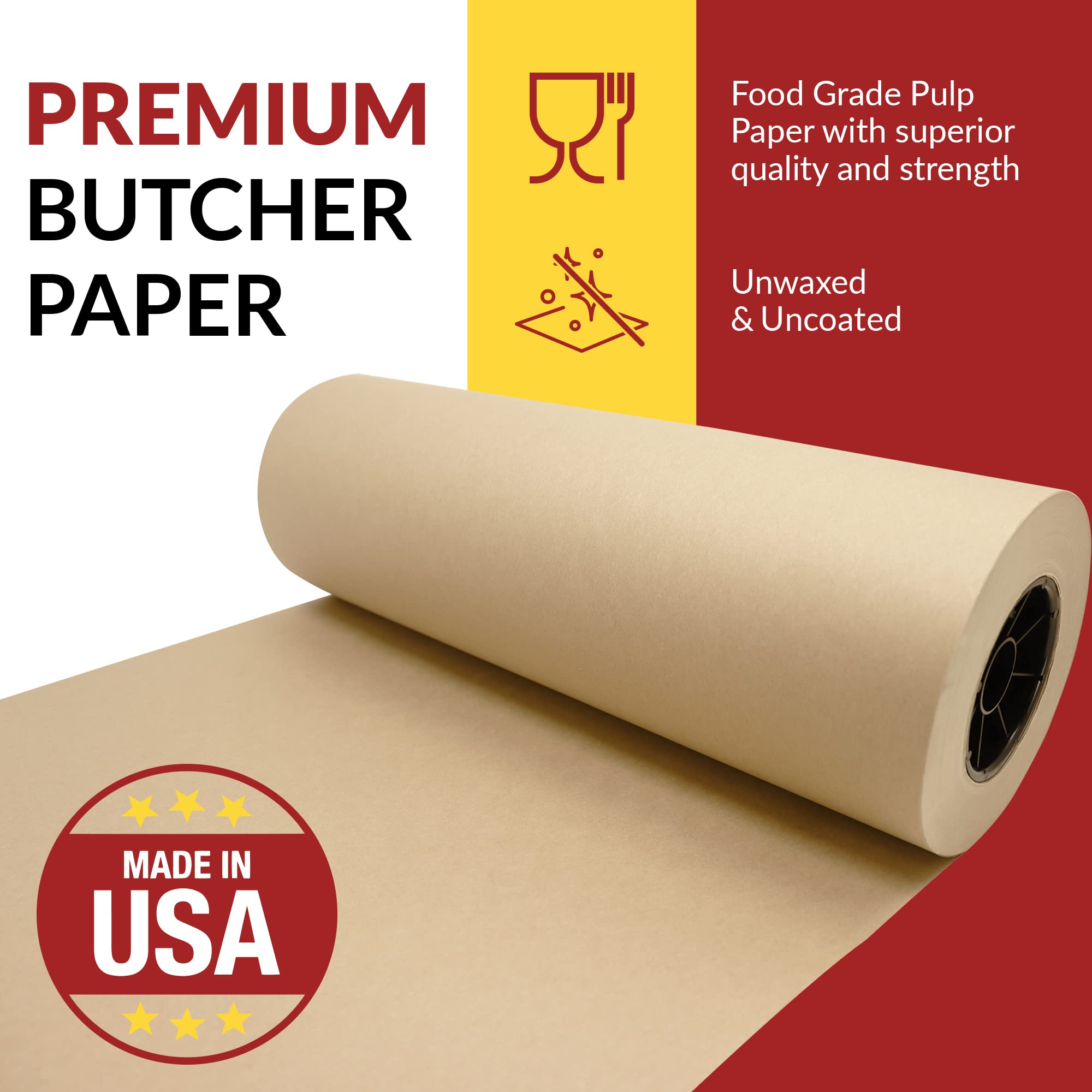 Made in USA | Bulk Value 17.25 in x 350 ft (4200 in) Reli. Brown Butcher Paper w/Dispenser Box | Serrated Cutting Blade | Food Grade Kraft Butcher Paper for Smoking Meat | Unwaxed, Meat Wrapping