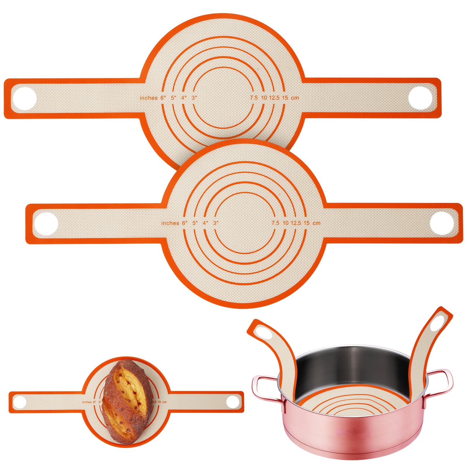 2pcs Baking Mat for Dutch Oven, Silicone Bread Sling Multifunctional Baking Mat for Dutch Oven Reusable Dutch Oven Liner with Long Handles