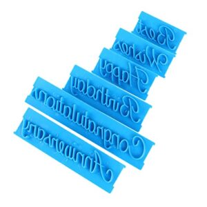 Cake Embosser, 3 Set Blue Handwriting Letter Cake Embosser Cookie Stamp Impress DIY Plastic Molds Cake Decorating Printing Mold