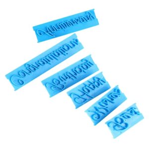 Cake Embosser, 3 Set Blue Handwriting Letter Cake Embosser Cookie Stamp Impress DIY Plastic Molds Cake Decorating Printing Mold