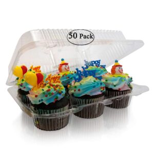 case of 50 6 Cupcake Boxes 6 cupcake containers plastic disposable 6 Pack Cupcake Containers 6 compartment cupcake containers half dozen cupcake containers 6 count 6 cupcake holder