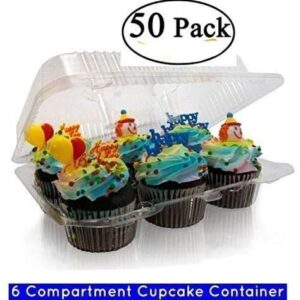 case of 50 6 Cupcake Boxes 6 cupcake containers plastic disposable 6 Pack Cupcake Containers 6 compartment cupcake containers half dozen cupcake containers 6 count 6 cupcake holder