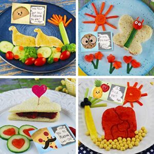 UpChefs Fun Sandwich and Bread Cutter Shapes for kids - 10 Crust & Cookie Cutters - Mini Heart & Flower Stainless Steel Vegetable & Fruit Stamp Set and 20 Food Picks Loved by both Boys & Girls!