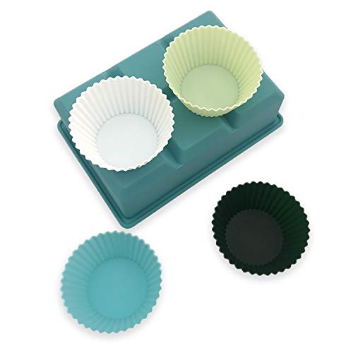 TeaRoo Silicone Baking Cups, Reusable 12 Pack Cupcake Liners Muffin Cups Nonstick Standard Size Cupcake Holder Molds Muffins Cup Molds