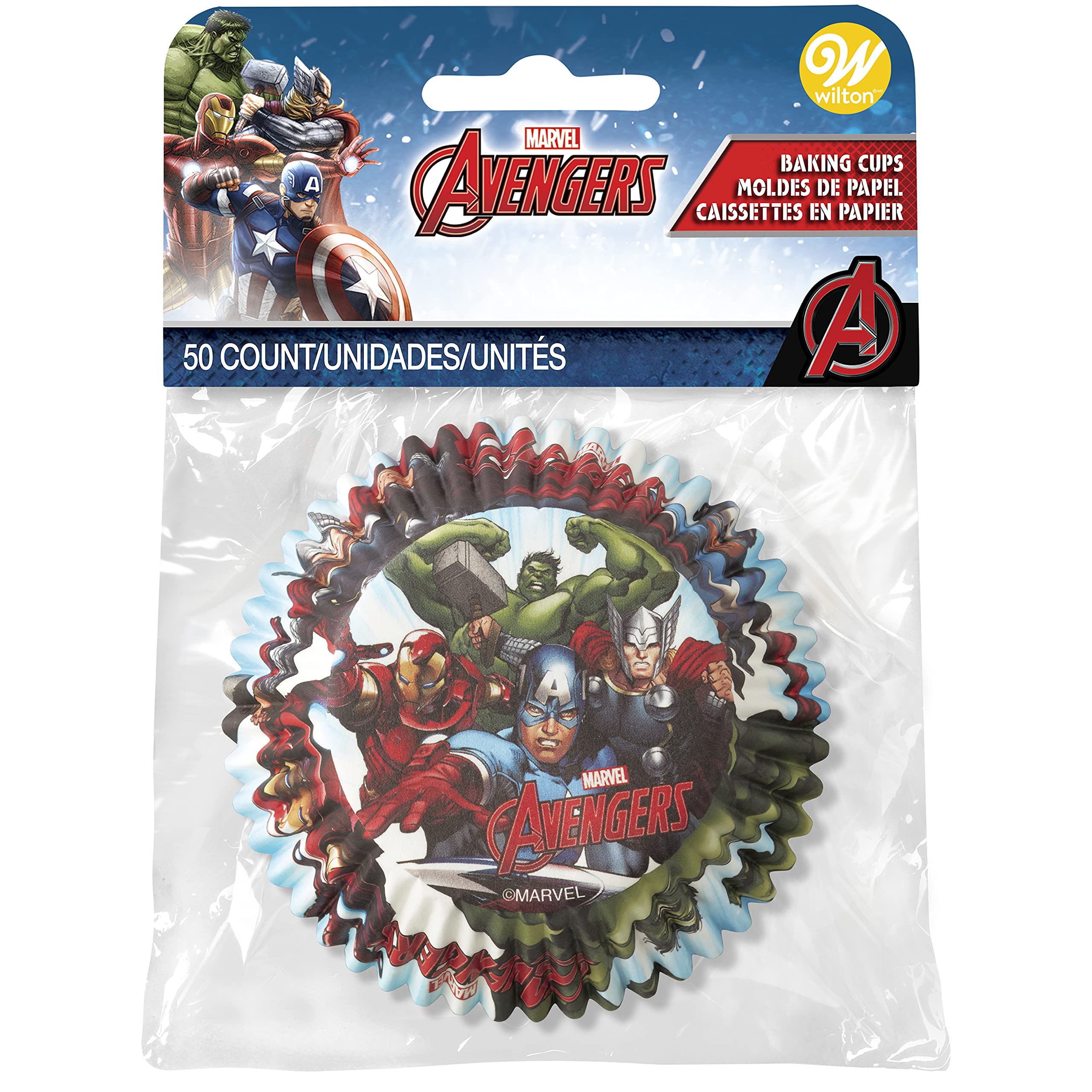 Wilton 50 Count Marvel Avengers Baking Cups, Multicolor