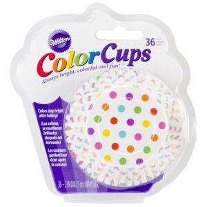 wilton 36-pack color baking cup, standard, dots rainbow