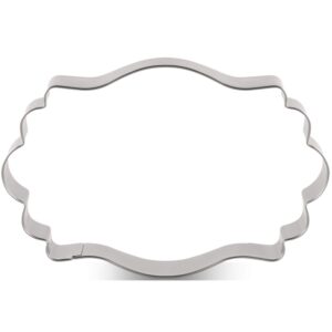 LILIAO Plaque Cookie Cutter Long Fancy Frame Biscuit Cutter for Wedding - 4.5 x 3 inches - Stainless Steel