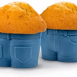 Silicone Cupcake Baking Cups | Great Mother's Day Gifts Idea for Bakery | Cute Mini Jeans Style Baking Utensils Pants Muffin Liners Holders | Set of 4