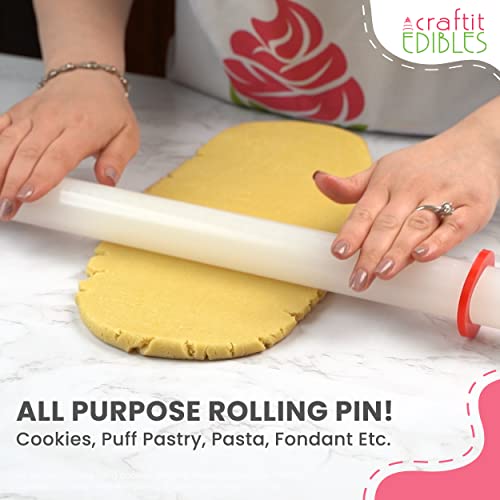 Long Rolling Pin with Thickness Rings -20” Dough roller, Fondant roller with 5 sets of Adjustable Rolling Pin Guides for Cookie Rolling Pins - Nonstick Fondant Rolling Pin by CraftIt Edibles