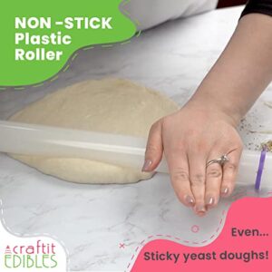 Long Rolling Pin with Thickness Rings -20” Dough roller, Fondant roller with 5 sets of Adjustable Rolling Pin Guides for Cookie Rolling Pins - Nonstick Fondant Rolling Pin by CraftIt Edibles