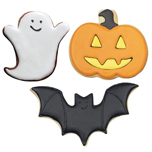 Halloween Cookie Cutters 3-Pc. Set Made in USA by Ann Clark, Pumpkin, Ghost, Bat