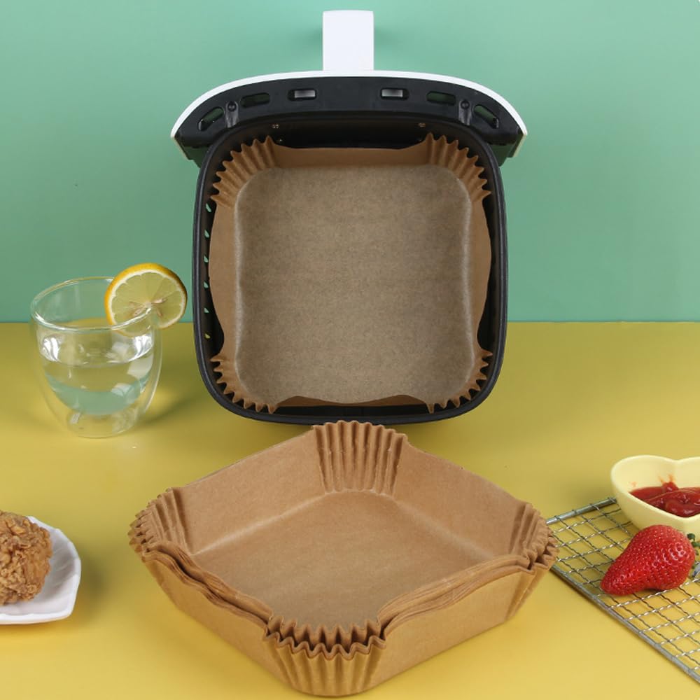 Air Fryer Parchment Paper,100PCS Square Air Fryer Disposable Paper Liner,Non-Stick Air Fryer Protectors Baking Paper (7.9inch-100pcs)