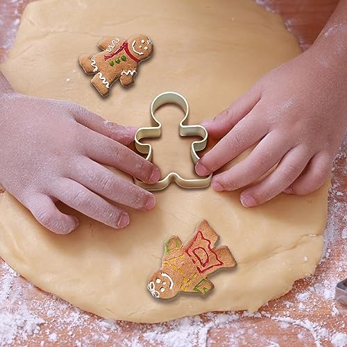 Bilipala 6 Pieces Metal Gingerbread Man Cookie Cutter Christmas Lebkuchen Cookie Molds