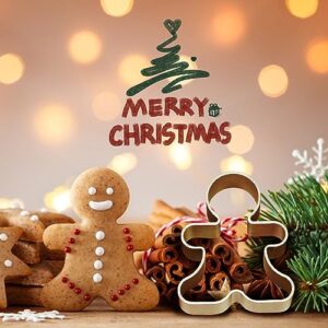 Bilipala 6 Pieces Metal Gingerbread Man Cookie Cutter Christmas Lebkuchen Cookie Molds