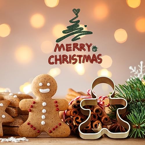 Bilipala 6 Pieces Metal Gingerbread Man Cookie Cutter Christmas Lebkuchen Cookie Molds