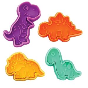 R & M International Dinosaur Cookie, Set of 4 Stamper, one size, Colors may vary