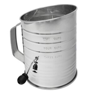 norpro 5-cup stainless steel crank flour sifter,silver