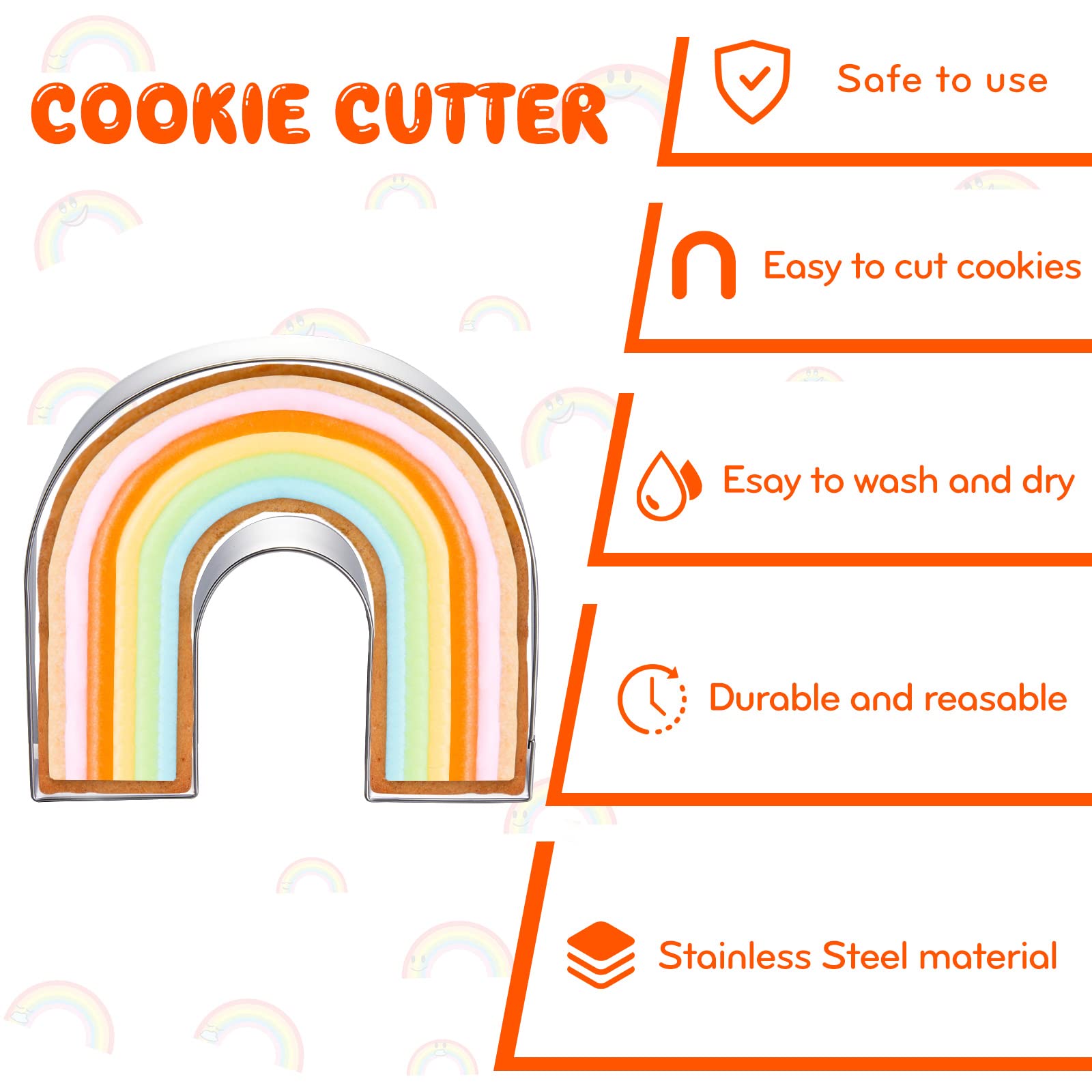 Metal Cookie Cutter Set Rainbow Cloud Cookie Cutters Stainless Biscuit Molds Fondant Cutter Set DIY Baking Pin 1st Birthday Cake Star Teddy Bear Moon Cookie Cutter for Kitchen Baking (Cool,5 Pcs)