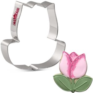 liliao tulip flower cookie cutter - 3.4 x 3.7 inches - stainless steel