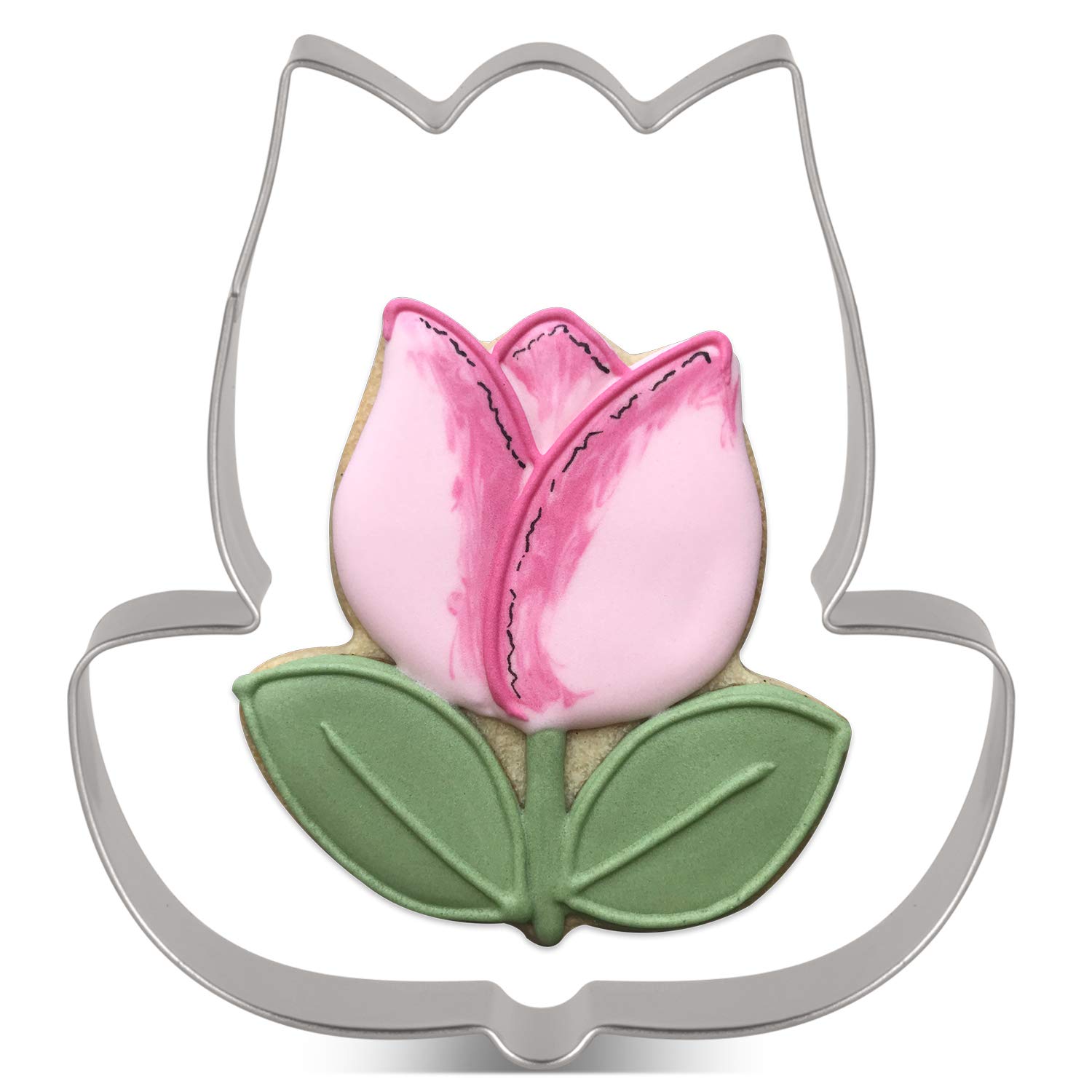 LILIAO Tulip Flower Cookie Cutter - 3.4 x 3.7 inches - Stainless Steel