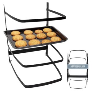 linden sweden metal baker’s cooling rack | cooling racks for cooking and baking | storage for craft and baking supplies | collapsible racks for pizza stones, cookie sheets, baking pans | 22”x 10”x 1”
