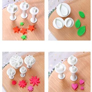 33 Piece Fondant Cake Cookie Plunger Cutter Sugarcraft Flower Leaf Butterfly Heart Shape Decorating Mold DIY Tools