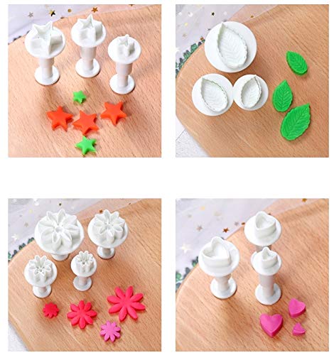 33 Piece Fondant Cake Cookie Plunger Cutter Sugarcraft Flower Leaf Butterfly Heart Shape Decorating Mold DIY Tools