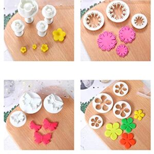 33 Piece Fondant Cake Cookie Plunger Cutter Sugarcraft Flower Leaf Butterfly Heart Shape Decorating Mold DIY Tools