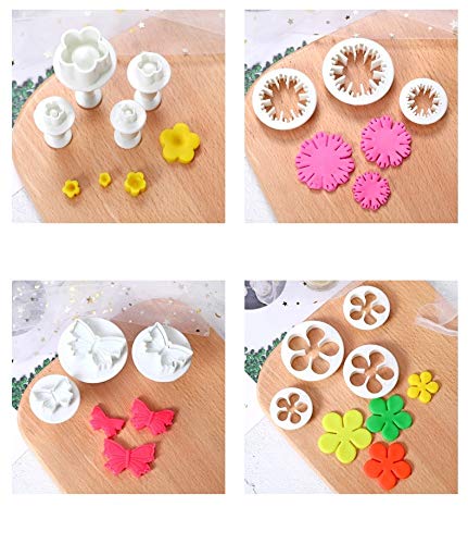 33 Piece Fondant Cake Cookie Plunger Cutter Sugarcraft Flower Leaf Butterfly Heart Shape Decorating Mold DIY Tools