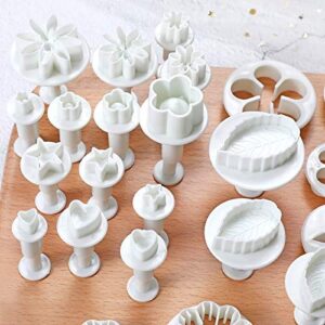 33 Piece Fondant Cake Cookie Plunger Cutter Sugarcraft Flower Leaf Butterfly Heart Shape Decorating Mold DIY Tools