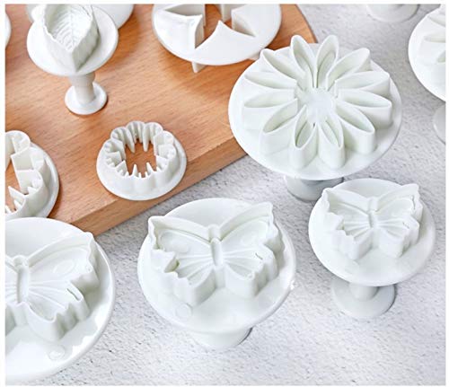 33 Piece Fondant Cake Cookie Plunger Cutter Sugarcraft Flower Leaf Butterfly Heart Shape Decorating Mold DIY Tools