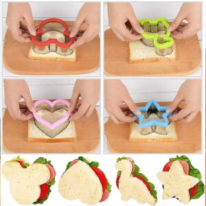 [18 pcs] Abruga Upgraded Sandwich Cutter Cookie Cutters and Sealer Set, Sandwich Maker, Vegetable Cutter and Fruit Stamps Mold with Mickey Dinosaur Star etc for Kids Lunch Bento Box, Food Supplement