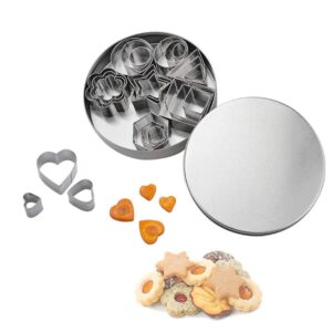 mini cookie cutter shapes set - 24 pieces stainless steel metal small molds - flower, heart, star, geometric shapes - cut fondant, pastry, mousse cake and clay (24pcs)