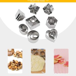 Mini Cookie Cutter Shapes Set - 24 Pieces Stainless Steel Metal Small Molds - Flower, Heart, Star, Geometric Shapes - Cut Fondant, Pastry, Mousse Cake and Clay (24pcs)
