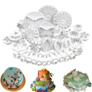 inspee fondant tools 33 pieces plunger sugarcraft cake cookie cutters sunflower leaf butterfly heart gerbera shapes decorating mold diy tools