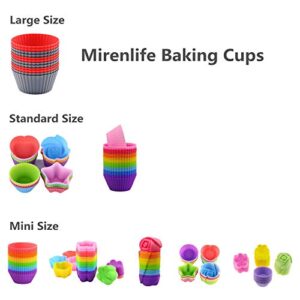 Mirenlife Silicone Cupcake Liners Reusable Silicone Baking Cups Nonstick Muffin Molds Easy Clean Silicone Muffin Liners, 24 Pieces in 8 Rainbow Colors