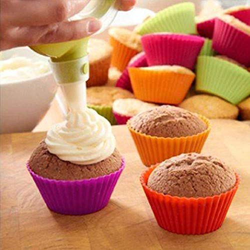 Mirenlife Silicone Cupcake Liners Reusable Silicone Baking Cups Nonstick Muffin Molds Easy Clean Silicone Muffin Liners, 24 Pieces in 8 Rainbow Colors