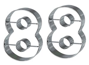 bakerpan stainless steel number 8 cookie cutter, cookie cutter number eight shapes, 3 1/2 inch - set of 2