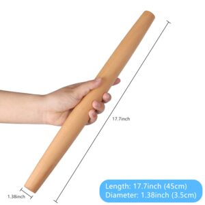 Dough Roller Wood Rolling Pin for Baking, 17-3/4 Inch by 1-1/4 Inch, Professional French Rolling Pins for Baking Pizza, Clay, Pasta, Cookies, Dumpling